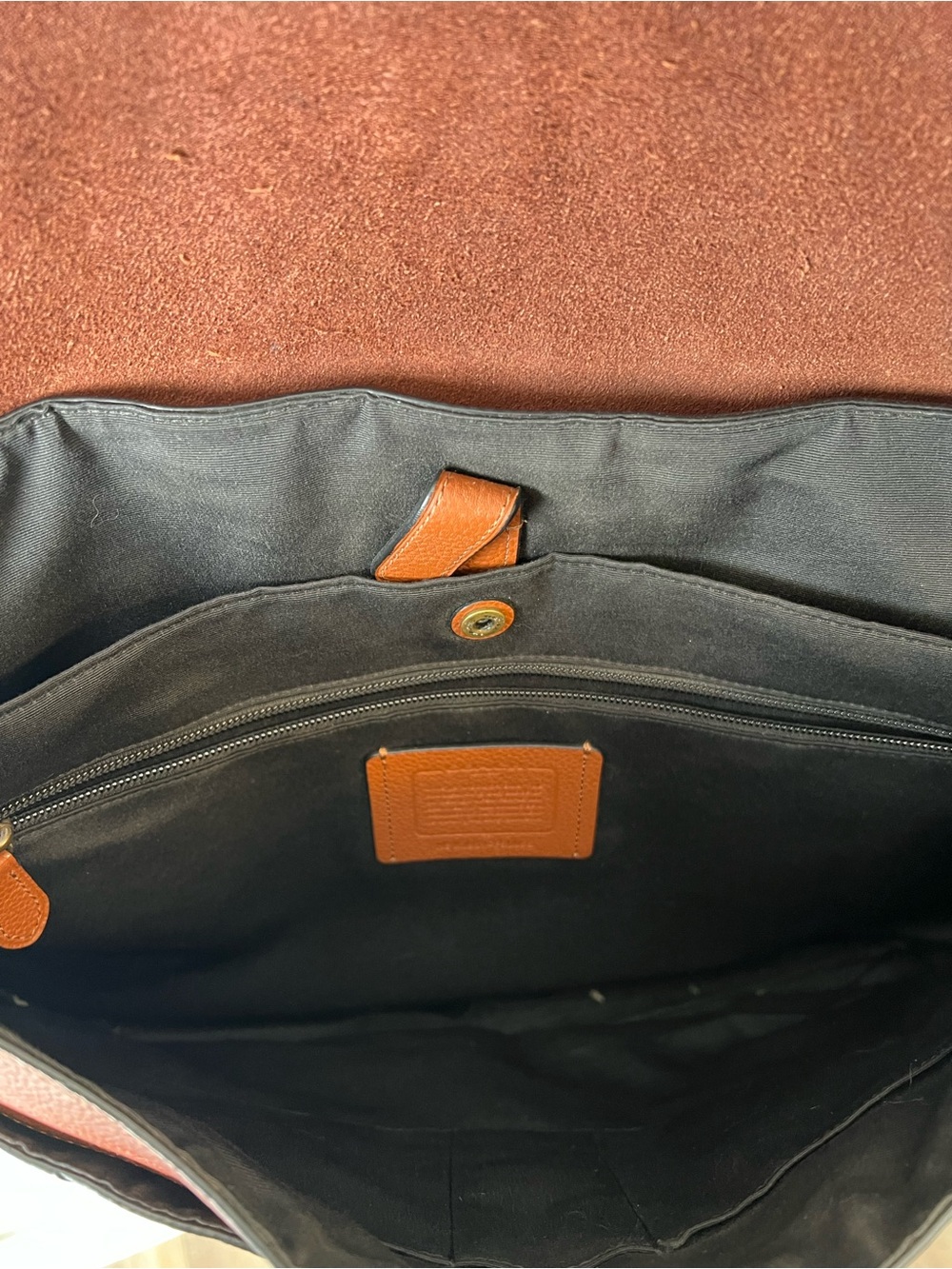 Coach Two-Tone Hudson Brown and Tan Leather Messenger Bag - Picture 3 of 6